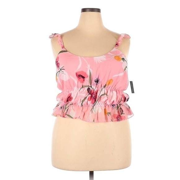 Leith Pink Floral Ruffle Cropped Camisole Nordstrom XL NWT - Picture 2 of 13